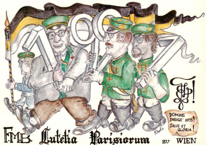 Wien AT E.M.B. Lutetia Kuenstlerkarte Studentika