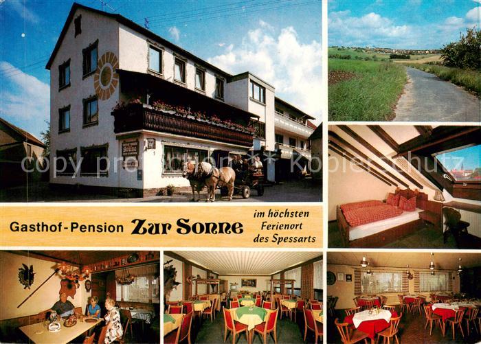 Schollbrunn Spessart Gasthof Pension zur Sonne Gastraum Fremdenzimmer Pferdewage