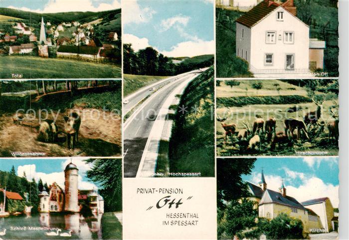 Hessenthal Spessart Privatpension Ott Wild Schloss Mespelbrunn Kirche Autobahn H