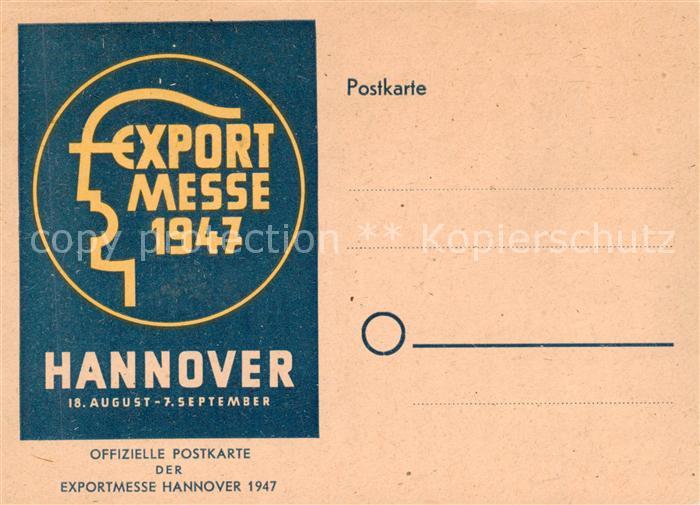 HANNOVER  CITY Offizielle Postkarte der Exportmesse Sonderstempel
