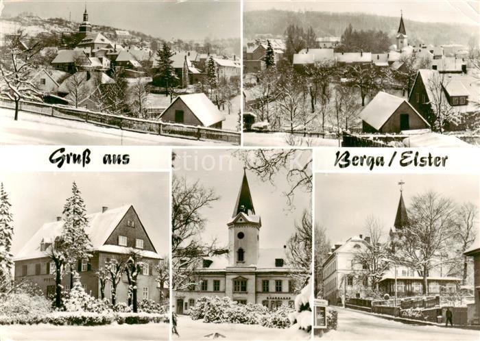 Berga Elster Ortsansichten mit Kirche im Winter