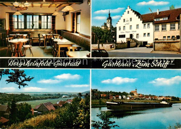 Garstadt Gasthaus zum Schiff Partie am Main Frachtkahn Binnenschiffahrt Landscha