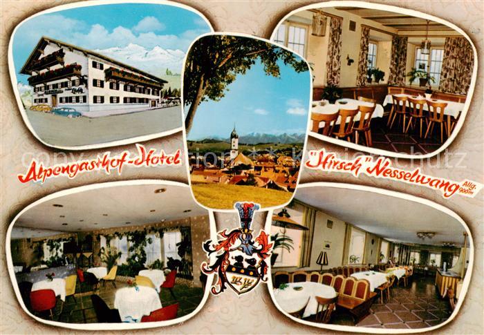 Nesselwang Allgaeu Bayern Alpengasthof Hotel Hirsch Restaurant Wappen Ortsansich