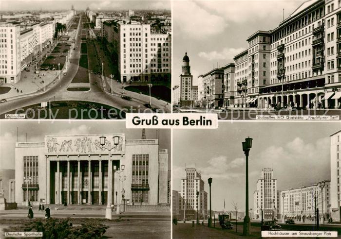 BERLIN  CITY Stalinallee HO Gaststaette Frankfurter Tor Deutsche Sporthalle Hoch