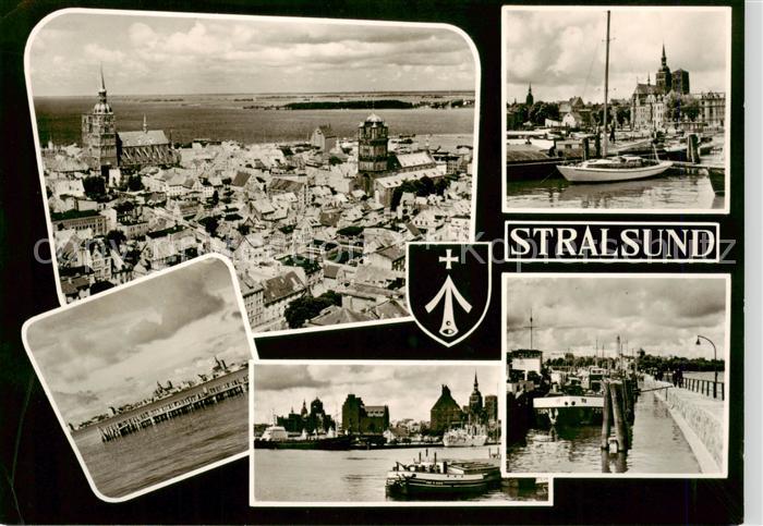 Stralsund Ortsansiht Seebruecke Hafenpartien