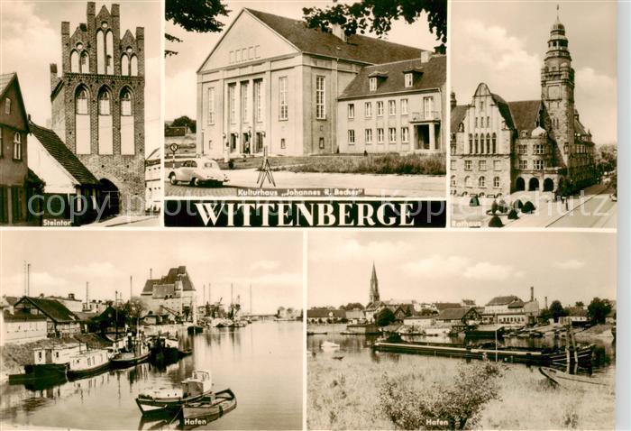 Wittenbergen Elbe Steintor Kulturhaus Johannes R Becher Rathaus Hafenpartien