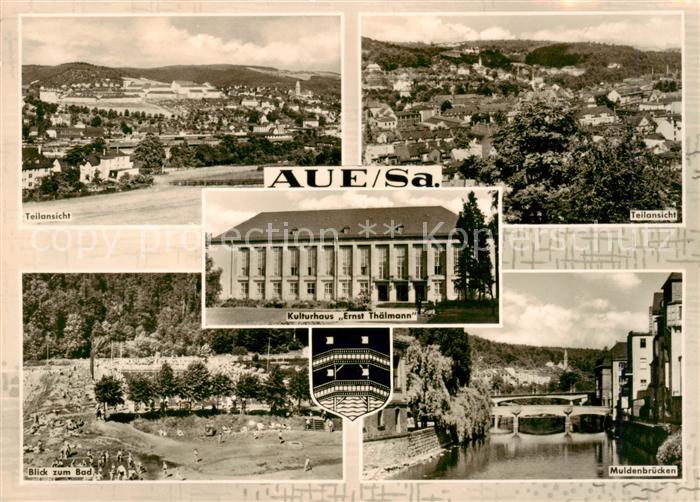 Aue  Sachsen Teilansichten Kulturhaus Ernst Thaelmann Blick zum Bad Muldenbrueck