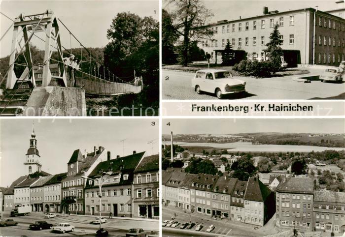 Frankenberg  Sachsen Haengebruecke bei Sachsenburg Krankenhaus Platz der Einheit