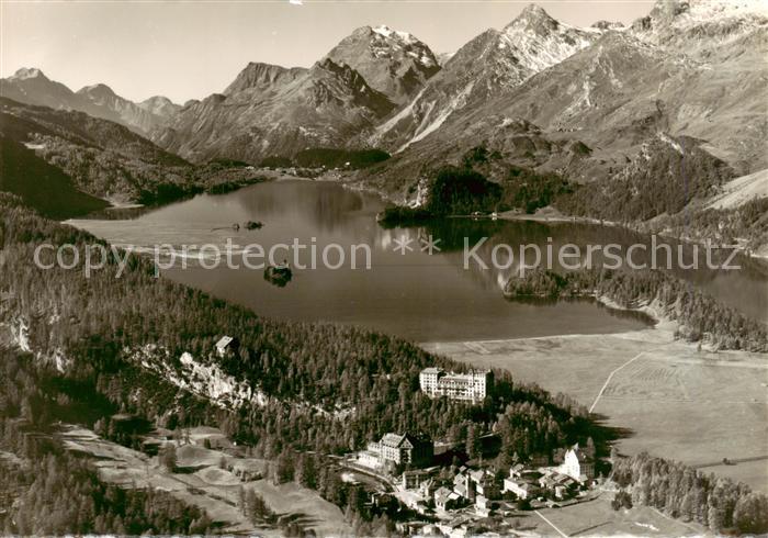 Sils Maria GR mit Silsersee Fliegeraufnahme