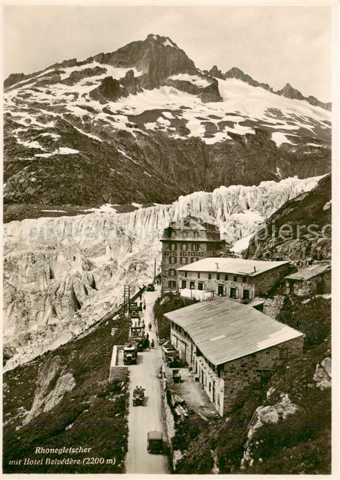 Rhonegletscher Glacier du Rhone VS mit Hotel Belvedere