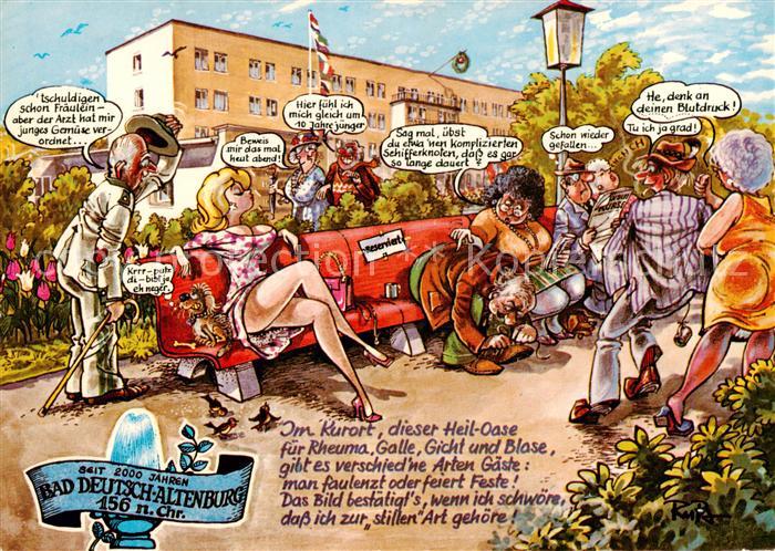 Bad Deutsch-Altenburg In den Kuranlagen Karikatur