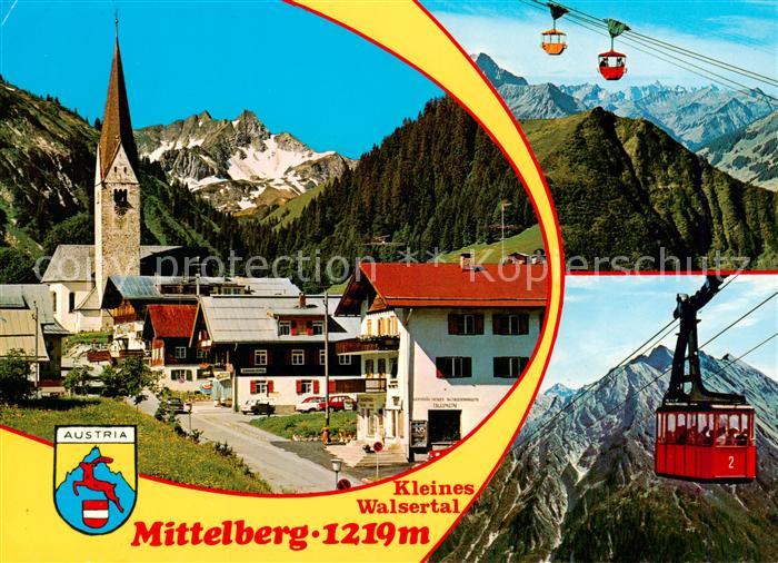Mittelberg Kleinwalsertal AT Kirche Ortspartie Gondelbahn
