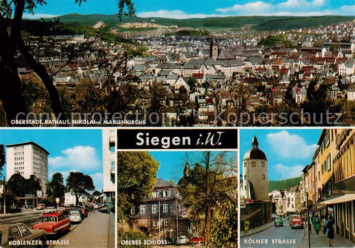Siegen  Westfalen Oberstat Rathaus Nikolai und Marienkirche Koblenzer Strasse Ob