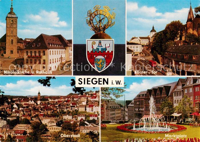 Siegen  Westfalen Nikolaikirche Rathaus Koelner Tor Oberstadt Marktplatz Brunnen