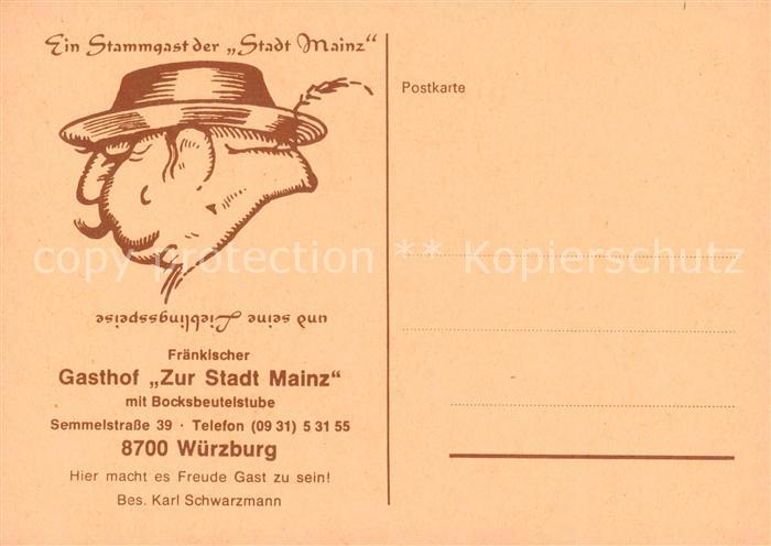 Wuerzburg Bayern Gasthof Zur Stadt Mainz mit Bocksbeutelstube Zeichnung