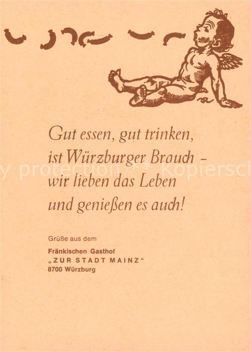 Wuerzburg Bayern Fraenkischer Gasthof Zur Stadt Mainz Zeichnung
