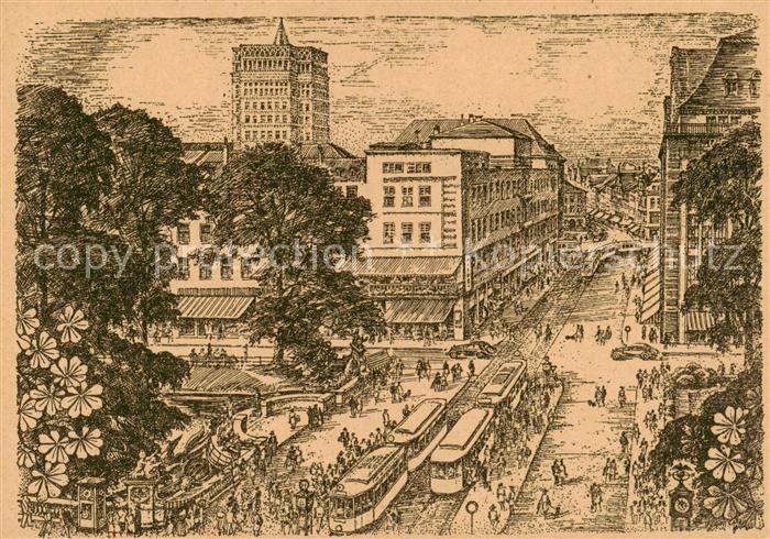DuessELDORF  CITY Corneliusplatz Zeichnung