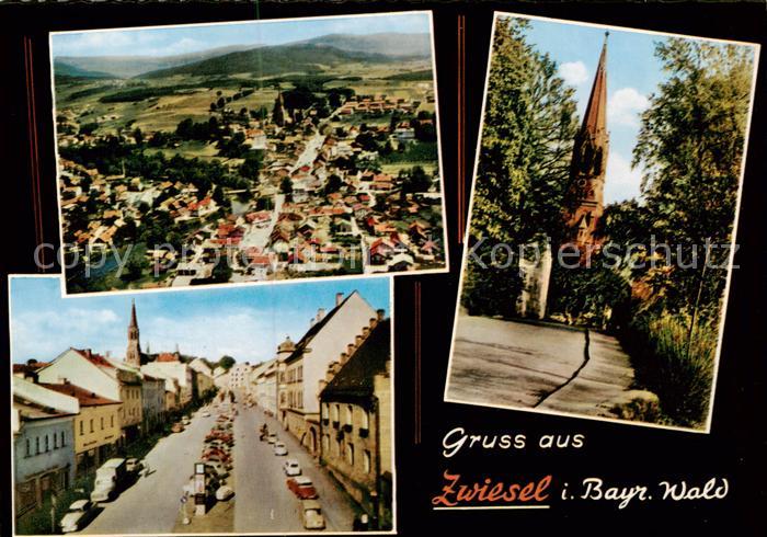 Zwiesel Niederbayern Fliegeraufnahme Strassenpartie Kirche