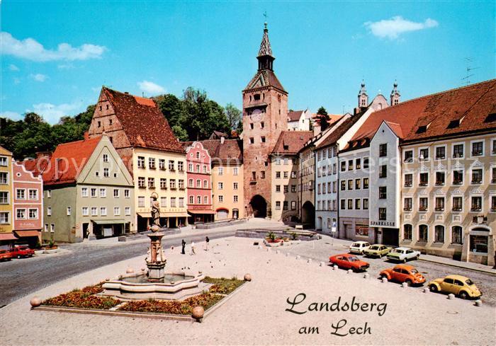 Landsberg Lech Hauptplatz mit Marienbrunnen und Schmalzturm