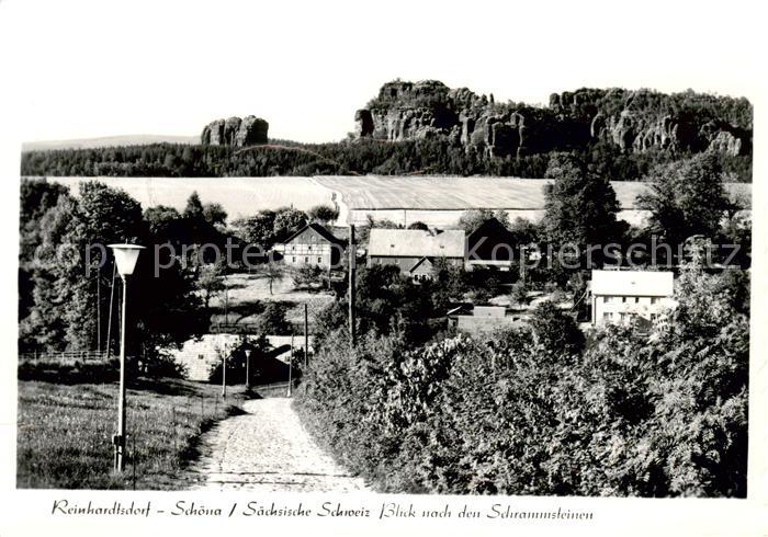 Reinhardtsdorf-Schoena Blick zu den Schrammsteinen