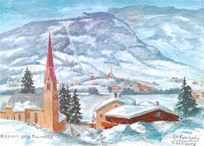Hippach Tirol AT mit Ramsau Aquarell