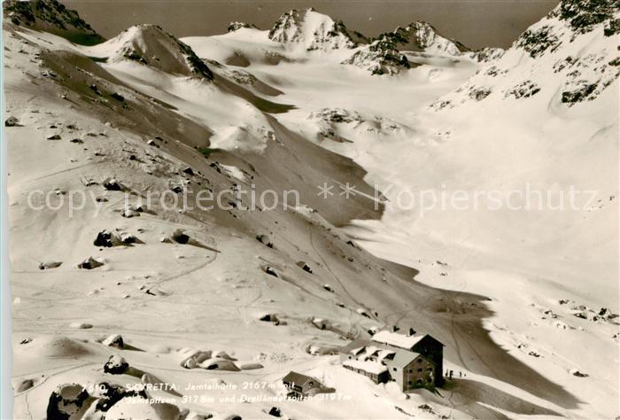 Jamtalhuette 2165m Sivretta AT mit Jamspitzen und Dreilaenderspitze