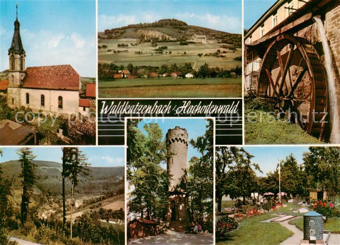 Waldkatzenbach Hochodenwald Kirche Panorama Muehlenrad Aussichtsturm Minigolfpla