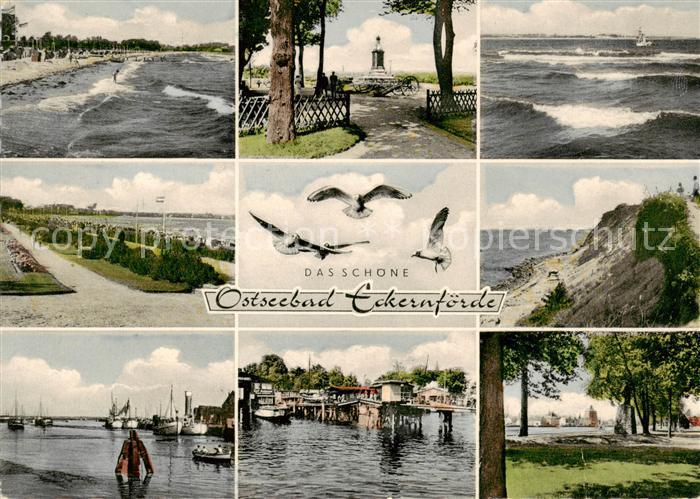 Eckernfoerde Ostseebad Strandpartien Promenade Hafen Steilkueste