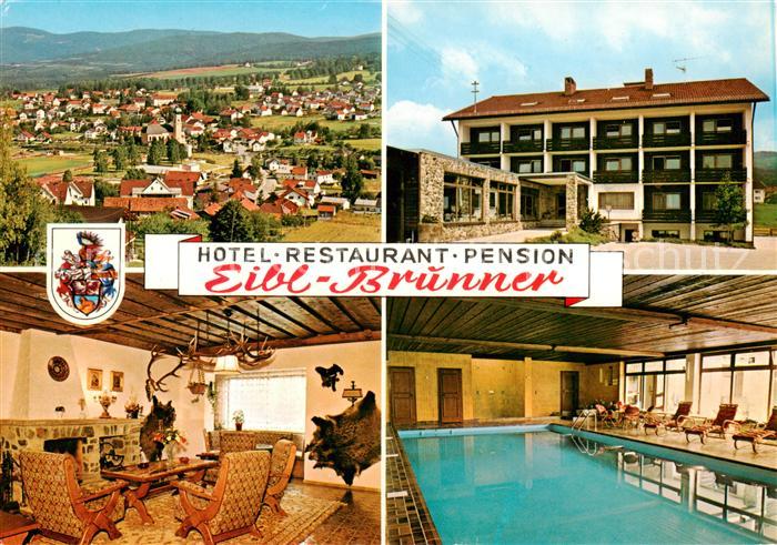 Frauenau Hotel Restaurant Pension Eibl Brunner Gastraum Hallenbad Panorama