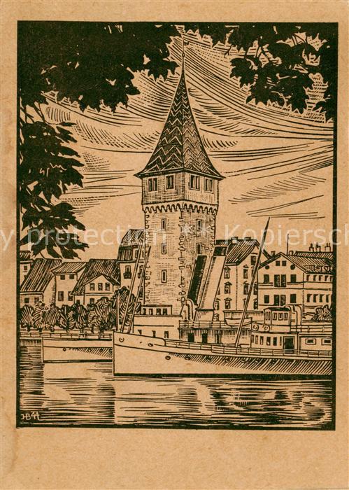 Lindau  Bodensee Kirche Zeichnung