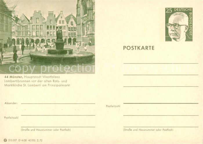 Muenster  Westfalen Lambertibrunnen vor der alten Rats und Marktkirche St Lamber