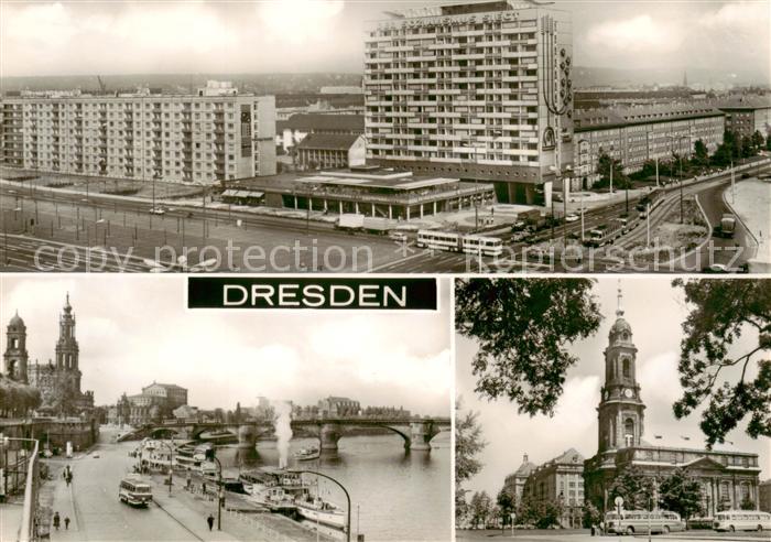Dresden Elbe Am Pirnaischen Platz Bruehlsche Terrasse Kreuzkirche am Altmarkt