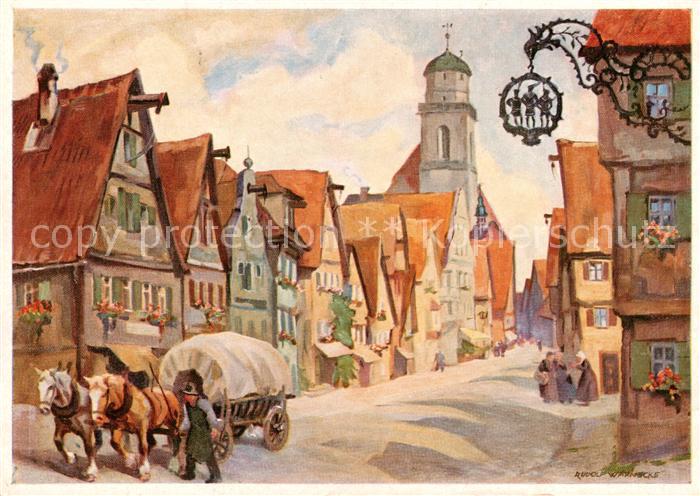 Dinkelsbuehl Ortsmotiv Kuenstlerkarte