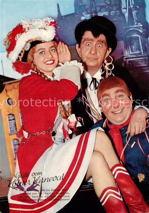 Koeln Rhein Karneval mit Funkenmariechen Tuennes und Schael