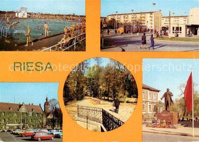 Riesa Sachsen Schwimmbad Busenthaltestelle Rathaus Im Stadtpark Lenindenkmal