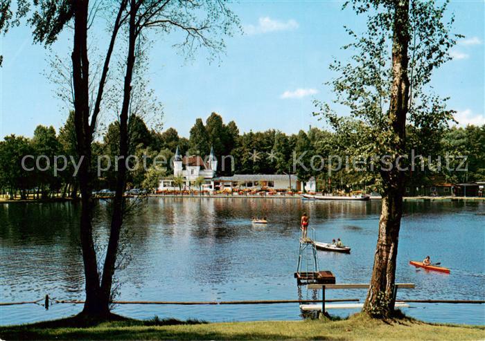 Schwalmtal Niederrhein Inselschloesschen Hariksee Gartenterrasse Bootsverleih