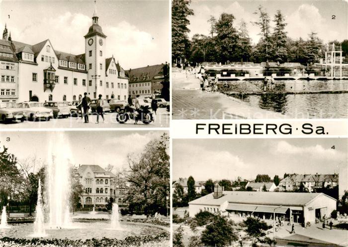 Freiberg  Sachsen Rathaus Johannisbad Scheringerpark Kaufhalle Wasserberg in der