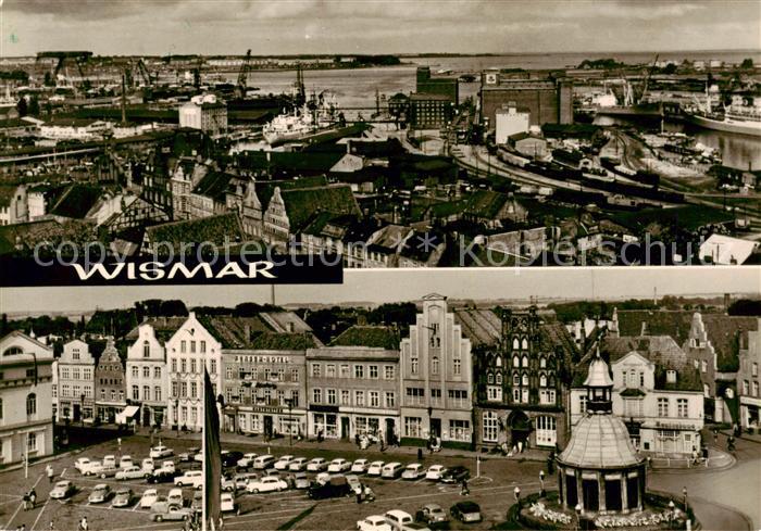 Wismar Mecklenburg Blick auf Werft Hafen und Unterseehafen Am Markt