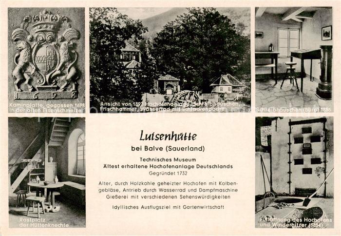 Balve Luisenhuette Kaminplatte Frischhammer Wasserrad mit Schlackenpoche Schreib