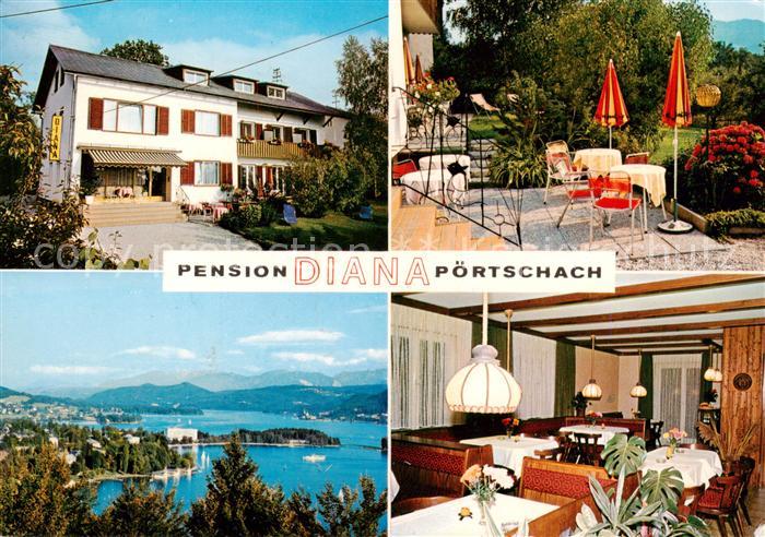 Poertschach Woerthersee Pension Diana Terrasse Gaststube Panorama