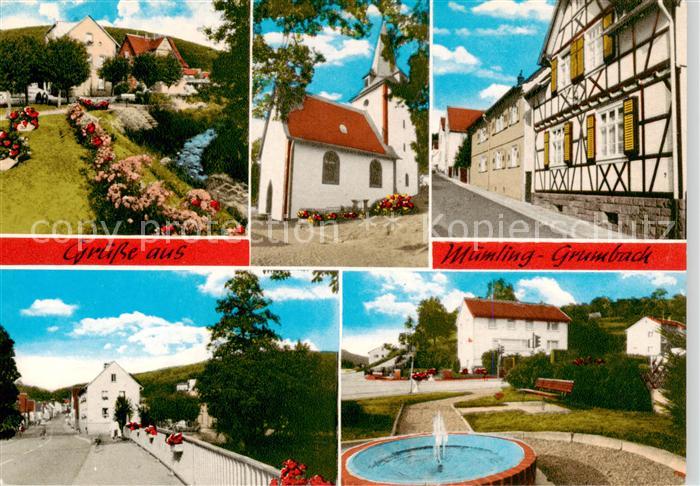 Muemling-Grumbach Park Kirche Fachwerkhaus Brunnen