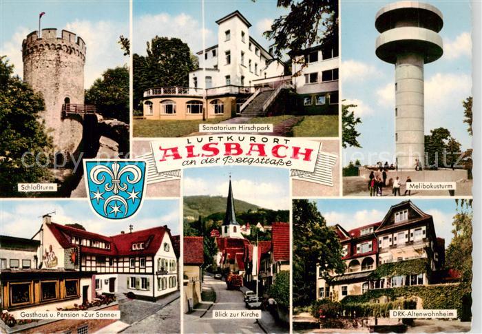 Alsbach Bergstrasse Schlossturm Sanatorium Hirschpark Melibokusturm Gasthaus Zur