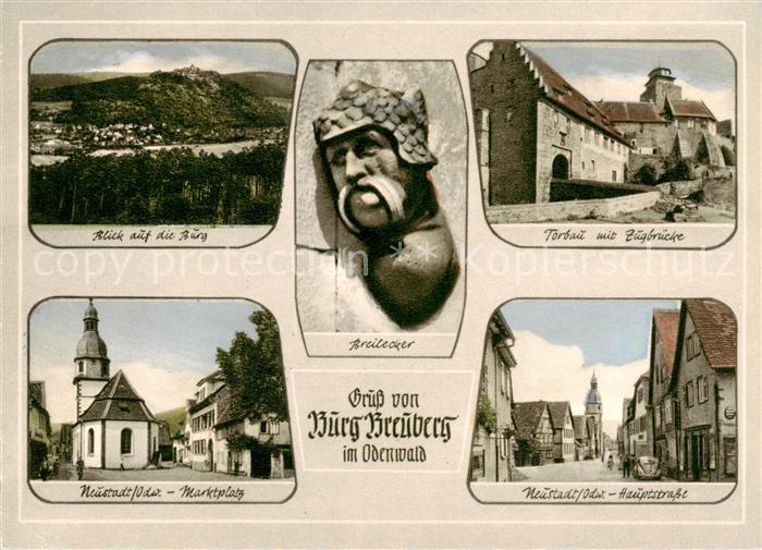 Breuberg Odenwald Burg Neustadt Oder Marktplatz Hauptstrasse Torbau mit Zugbruec