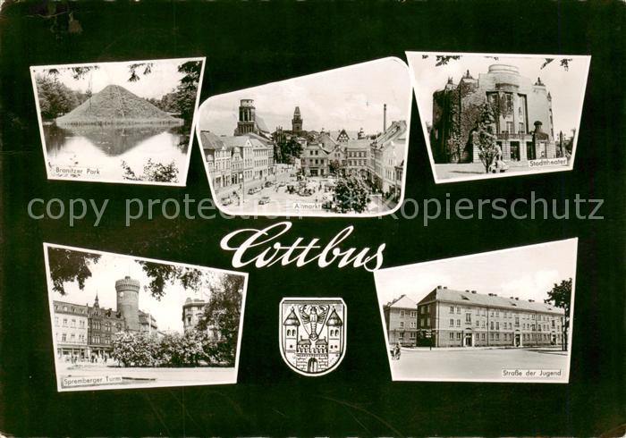 Cottbus Branitzer Park Altmarkt Stadttheater Spremberger Turm Strasse der Jugend