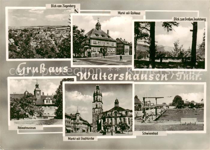 Waltershausen Gotha Blick vom Ziegenberg Markt mit Rathaus Grosser Inselsberg He