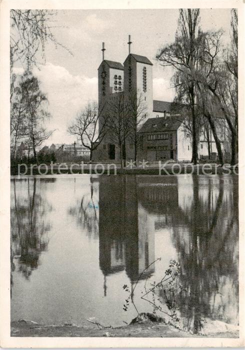 Offenbach  Main Weiher am Friedrichsring Kirche