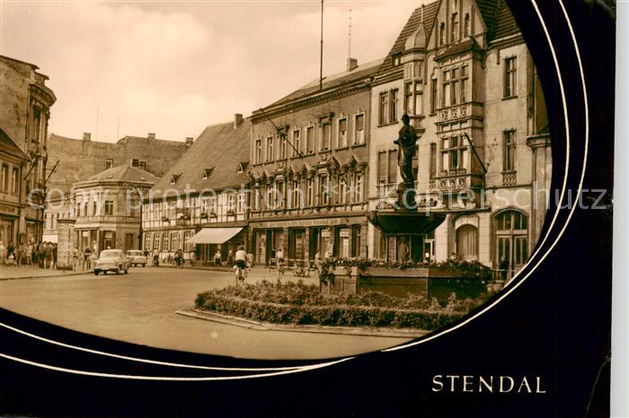 Stendal Breite Strasse mit Haackebrunnen und Sperlingsida