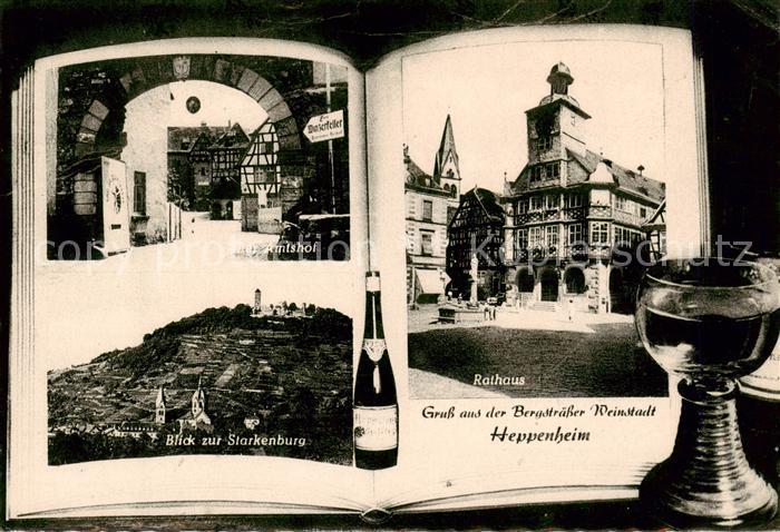 Heppenheim Bergstrasse Amtshof Rathaus Blick zur Starkenburg