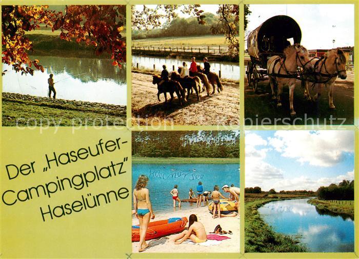 Haseluenne Hase Ufer Strand Ponyreiten Pferdekutsche Hasepartie