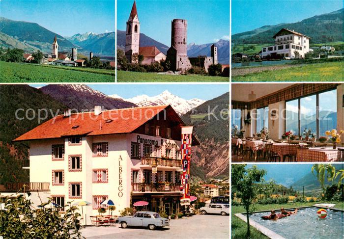 Mals Malles Suedtirol IT Gasthof Panorama Gaststube Schwimmbad Kirche Burg